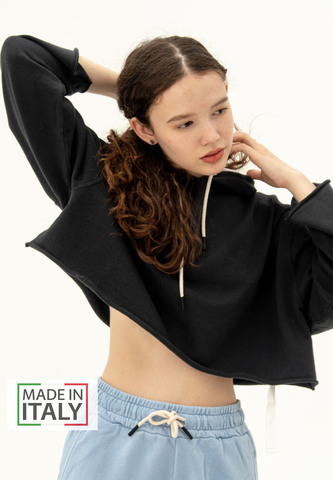 Худи Bowery NYC укороченное оверсайз Pirate Black