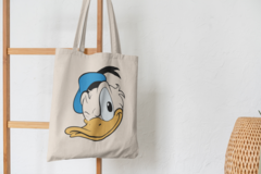 Сумка-шоппер с принтом Дональд Дак (Donald Duck) бежевая 004