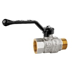 Кран латунный шаровой LD Pride 47.303, DN 25, PN 40, никелированный, муфта-штуцер, рычаг