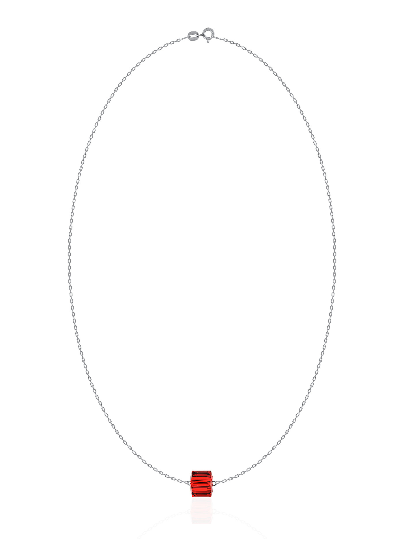 Серебряный чокер на шею с красным кристаллом Swarovski