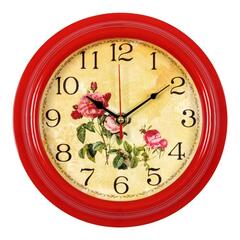 Часы 21 Bek настенные  2121-141 круг d=21см, корпус красный "Роза" "Рубин"