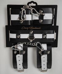 Набор фиксаторов из черной и белой натуральной кожи