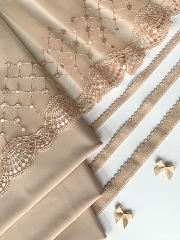 Вышивка на сетке бежевая 22 см, Китай