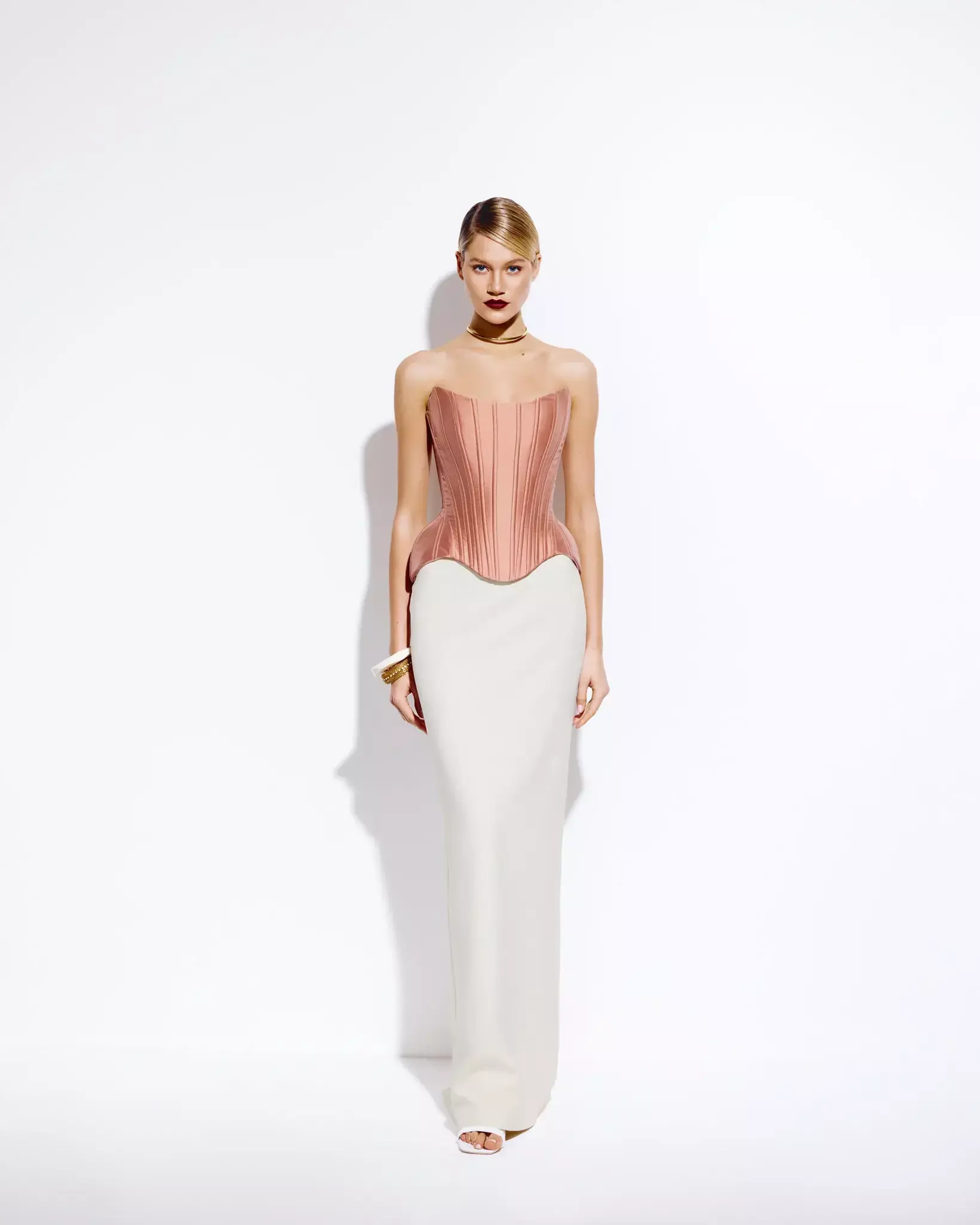 Юбка белая макси на низкой посадке