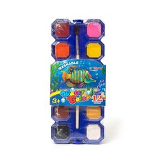 
          Акварель Yalong меловая, 12 цветов, с кистью, пластик. упаковка, "Watercolor"