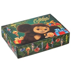 Коробка самосборная одиночная Прямоугольник, «С Новым годом», 20*18*5 см, 1 шт.