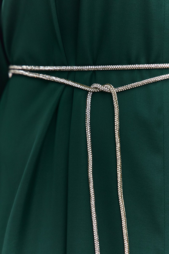 Платье-туника из атласа, зеленый