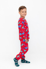 пижама  для мальчика  К 1552/насыщенно-красный,динозавры