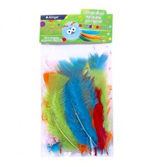 Перья декоративные пушистые Alingar, 20 шт, "Ассорти" (синие. зеленые, красные, оранжевые), пакет с европодвесом