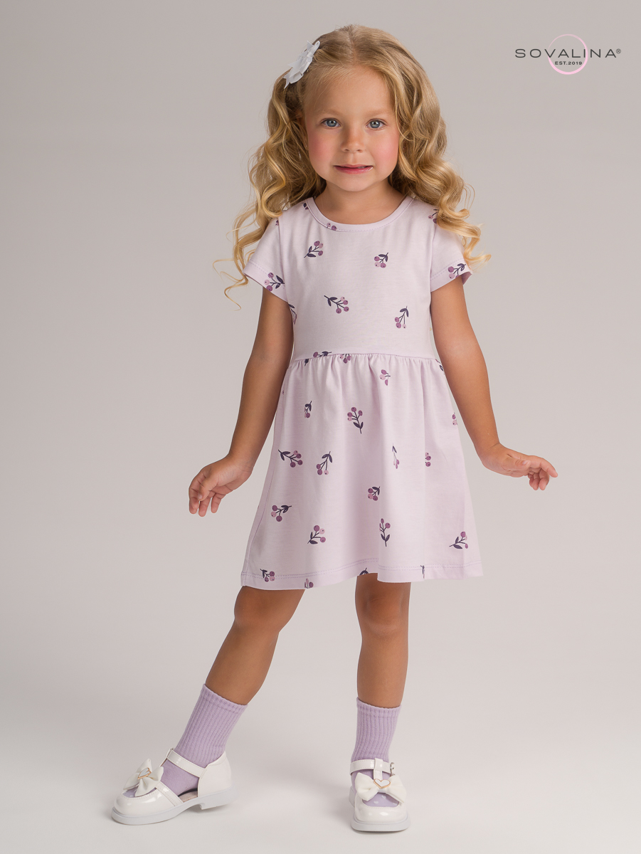 Платье Лето брусника сиреневая