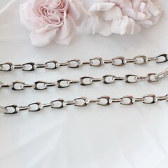 Цепочка с двойным звеном 20*8 мм, родий, 50 см, А044