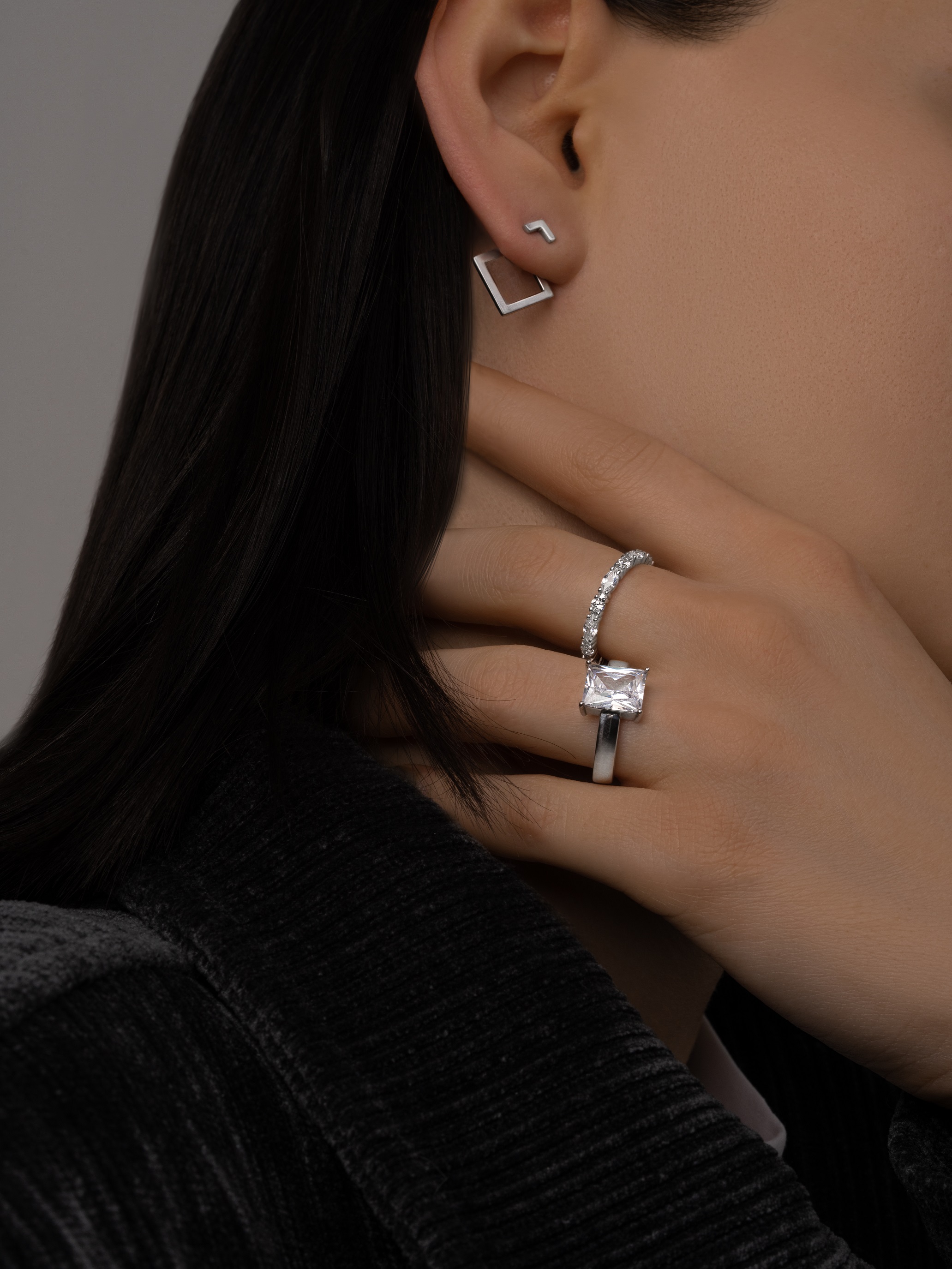 Серьги 2-в-1 Квадрат