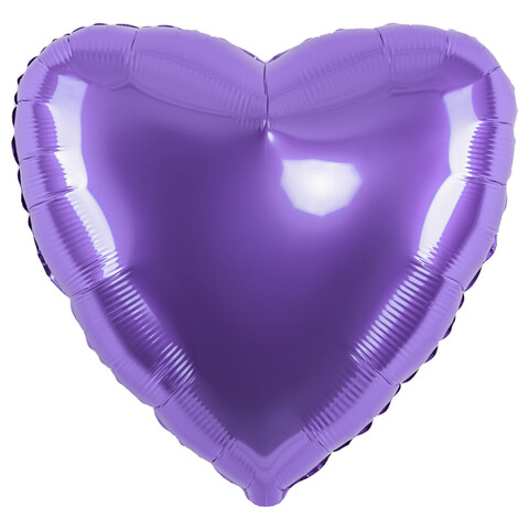 Шар сердце, сиреневый, 45 см