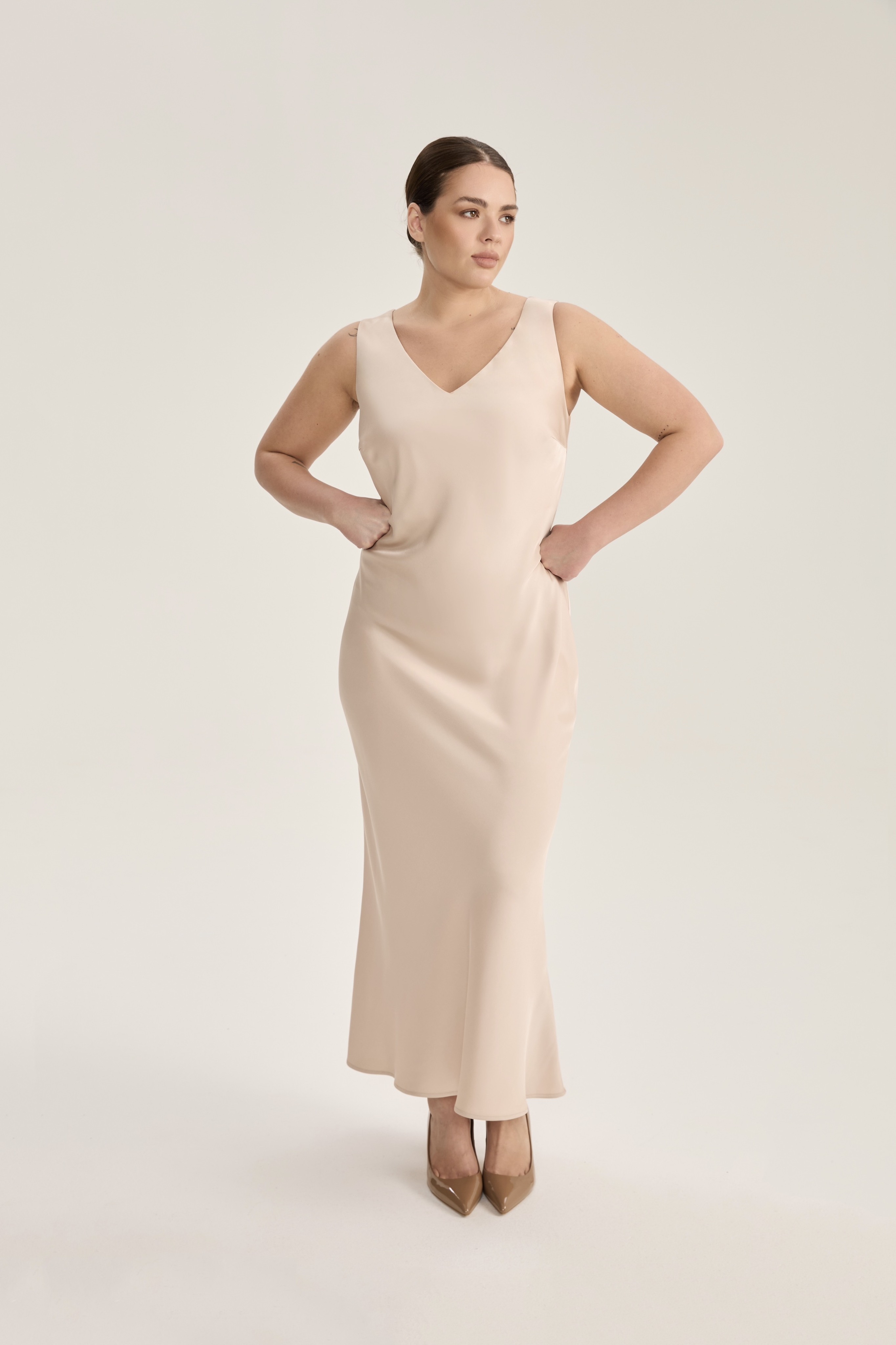 Комбинация на широких бретелях, светло-бежевый