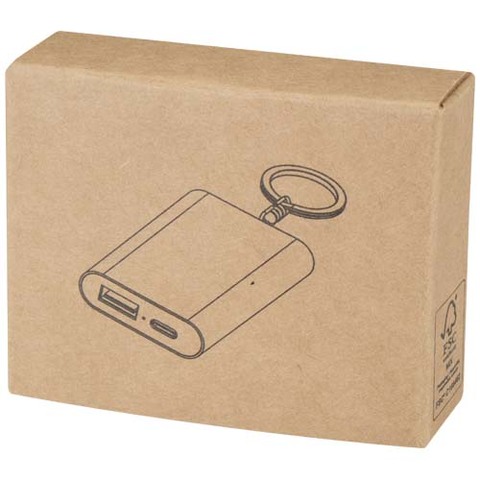 Портативное зарядное устройство из переработанного алюминия Arcturus емкостью 2000 мАч с брелоком