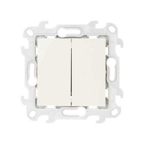 Выключатель двухклавишный - 10AX 250В~. Цвет Слоновая кость. Simon 24 Harmonie. 2450398-031