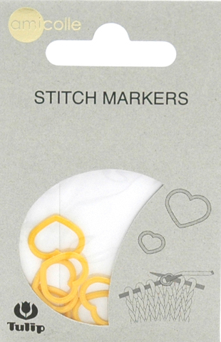 Маркер для вязания "amicolle", сердце, размер5*6,5мм, пластик, желтый, 7шт в упаковке