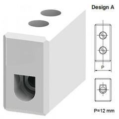 Однополюсный керамический клеммный блок, с винтовыми зажимами проводника до 4 мм.кв. 32A/800V Design A.