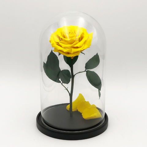 Вечная роза в стеклянной колбе жёлтая (Люкс)