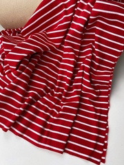Трикотаж Breton stripes, Красный с белым