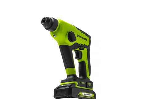 Перфоратор Greenworks GD24SDS1k2, 24v, 1,2 Дж, в комплекте с АКБ 2 А·ч и ЗУ (аккумуляторный)