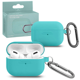 Силиконовый чехол Hang Silicon case LE с карабином для AirPods Pro (Ярко-голубой / coast blue)