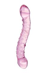 Двусторонний розовый фаллос с рёбрами и точками - 20,5 см. - 