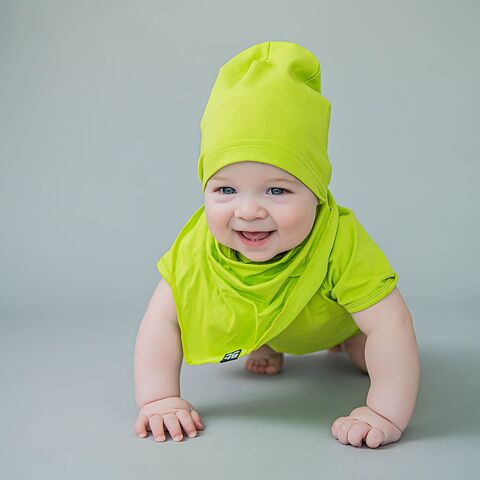 Bb team hat & kerchief set 3-18 months - Lime