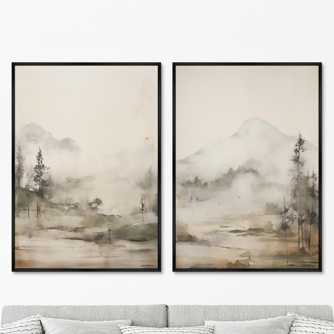ArtNoMore - Набор из 2-х репродукций картин на холсте Landscape collection, Mountain Mist, 2024г.