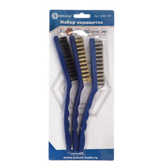 Набор кордщеток КОБАЛЬТ 230 мм (3 шт.), пластмассовая ручка (248-757)