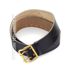 Купить Ремень кожаный Офицерский с юфтевой прострочкой Черный с латунной пряжкой в Магазине тельняшек