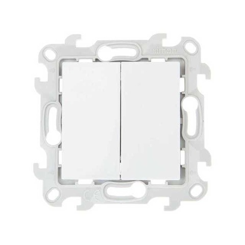 Выключатель двухклавишный - 10AX 250В~. Цвет Белый. Simon 24 Harmonie. 2450398-030
