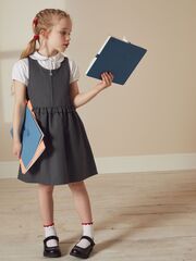 Сарафан школьный на молнии для девочки Next C35-479, Серый