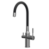 Lemark LM5083GMN-Black Смеситель для кухни с гибким изливом с подключением к фильтру питьевой воды, высота излива 32 см, длина 20 см, нерж. сталь / графит нано