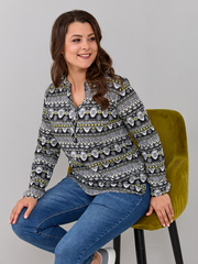 Блузка БЛ-22/черный-орнаменткиви