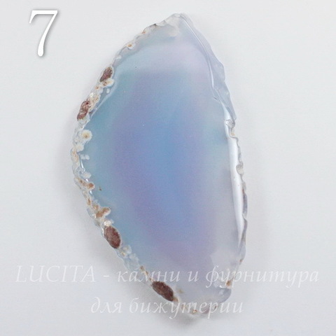 Подвеска Срез Агата, цвет - опалово-голубой (№7 (84х45 мм))