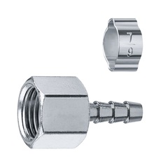 ЗУБР штуцер ?елочка?, 6 мм - 1/4?F, переходник с обжимным хомутом, Профессионал (64923-1/4-06)