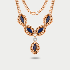 Колье женское из розового золота 585 пробы с сапфирами и фианитами (арт. 126-2027_sap-01)