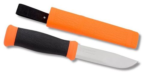 Нож Morakniv Outdoor 2000 стальной разделочный, лезвие: 109 mm, прямая заточка, оранжевый/черный (12057)