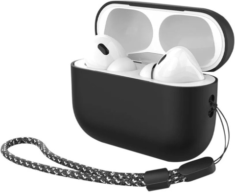 Чехол силиконовый Deppa для AirPods Pro 2 (D-47340) 1.3мм с ремешком Черный