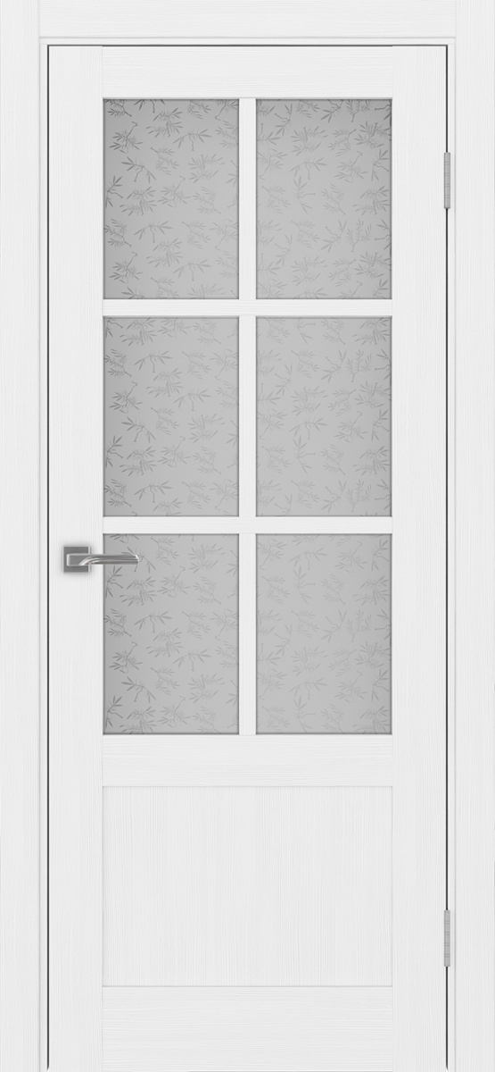 Дверь межкомнатная Оптима Порте Турин 541ПФ.2221, цвет белый лед, экошпон, стекло Дали