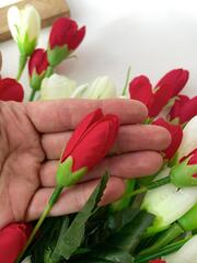 Крокусы-подснежники искусственные, Красно-белый ПЫШНЫЙ микс, 33 см, больше 80 бутонов в наборе, набор 4 букета.