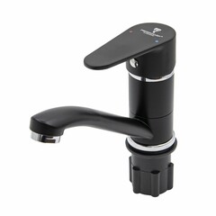 67-0-826 Смеситель однорычажный для мойки, гайка, черный, керам. картридж 35мм, гусак 15см (РемоКолор)