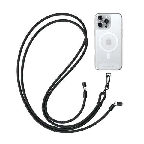 Кабель-шнурок Satechi OntheGo Crossbody Lanyard Cable 60W Зарядный кабель - ремень через плечо, 1,5м, черный Кабель-шнурок Satechi OntheGo Crossbody Lanyard Cable 60W Зарядный кабель - ремень через плечо, 1,5м, черный