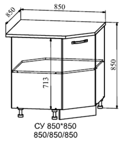 Кухня Манго шкаф нижний угловой 850*850
