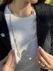 Колье длинное FARANDOL из латуни с покрытием из серебра, замок тогл