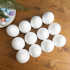 №2 Яйца пасхальные, Белые, из пенопласта, размер 7*5,5 см, набор 12 штук.