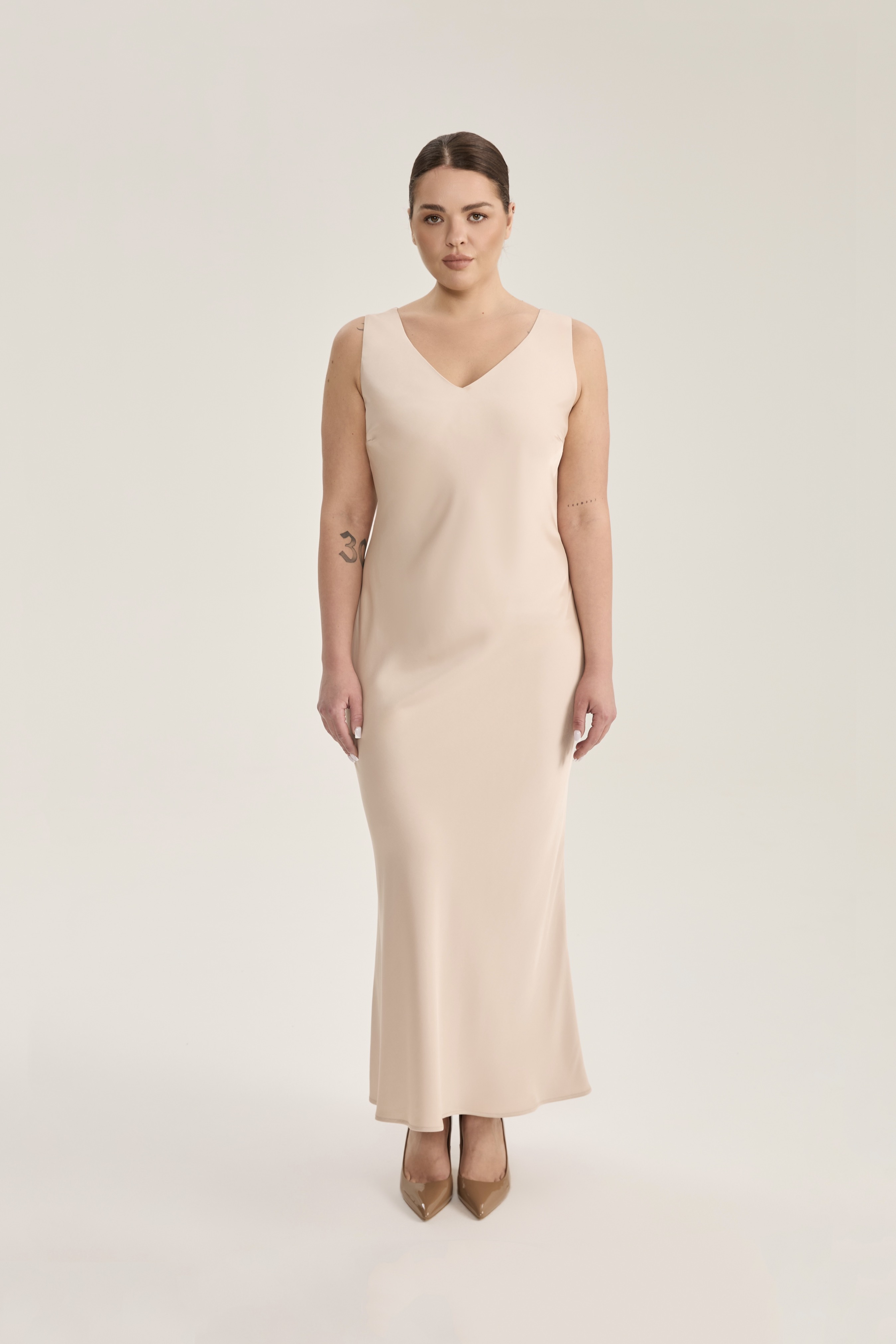 Комбинация на широких бретелях, светло-бежевый