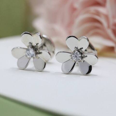 Серьги пусеты клевер VCA качество yellow/white/rose VGOLD