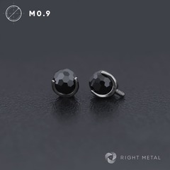Ball 3-Prongs Faceted Black